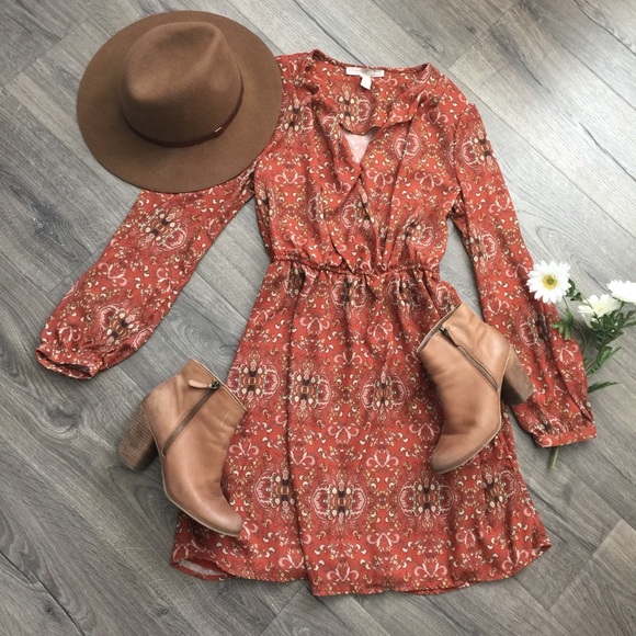 burnt orange boho dress